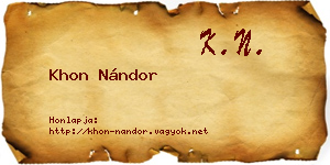 Khon Nándor névjegykártya