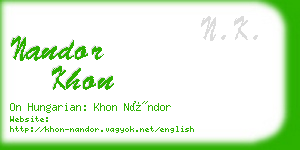 nandor khon business card
